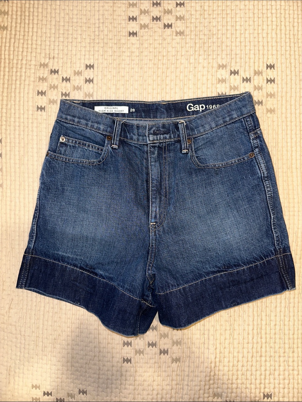 GAP Women's Blue Denim Cuffed Jean Shorts